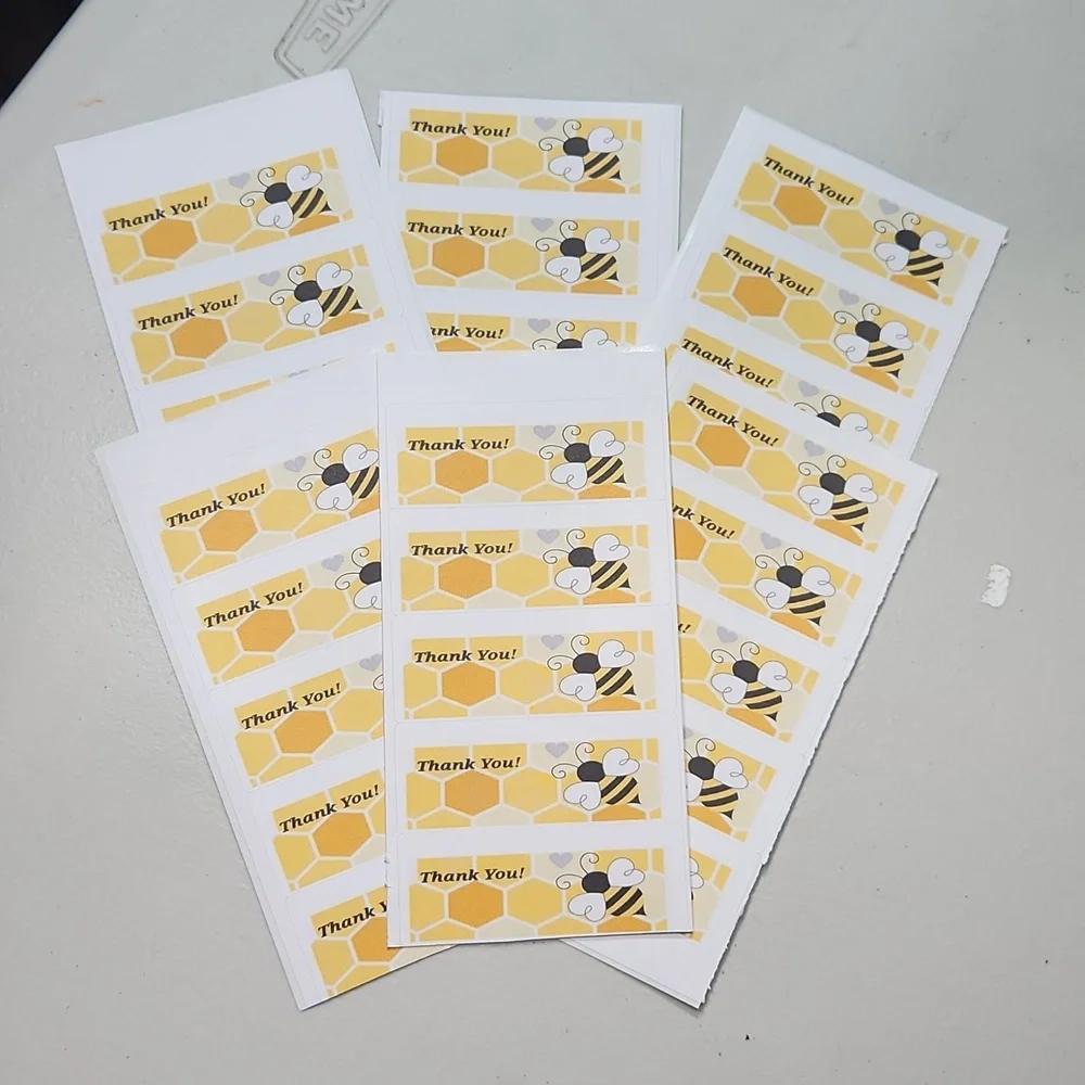 Hand Crafted Bee w/ Honeycomb Thank You Stickers 100 Count